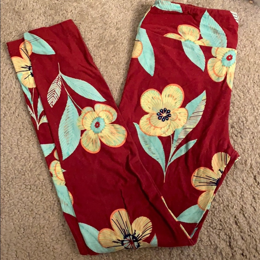 LulaRoe One Size Legging- red floral